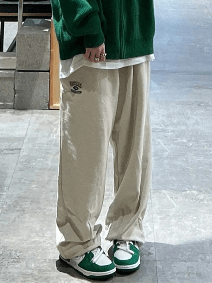 Embroidered Straight Leg Casual Jogger Pants