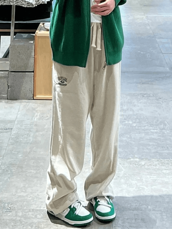 Pantalon de jogging décontracté brodé à jambe droite