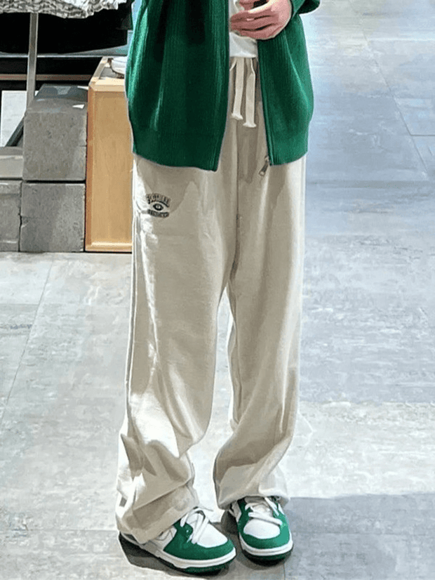 Embroidered Straight Leg Casual Jogger Pants