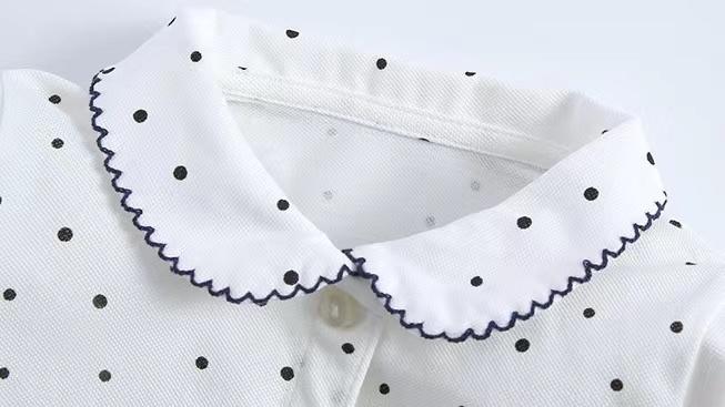 Embroidered Tiny Bunny Dots Long Sleeve Top