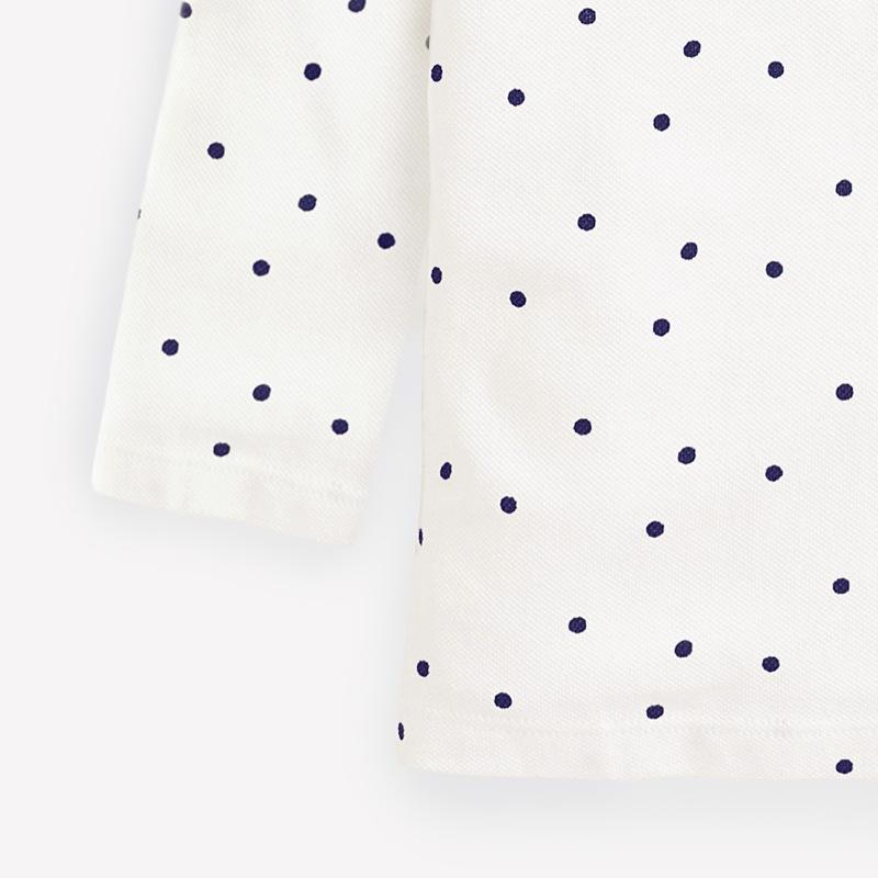 Embroidered Tiny Bunny Dots Long Sleeve Top