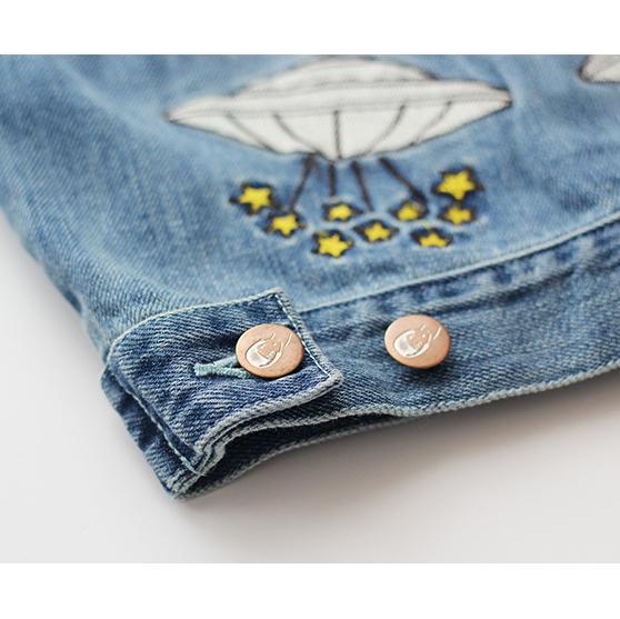 Embroidered UFO Kitty Denim Jacket