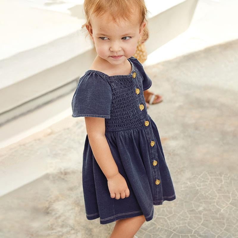 Erica Buttoned Denim Dress - MomyMall