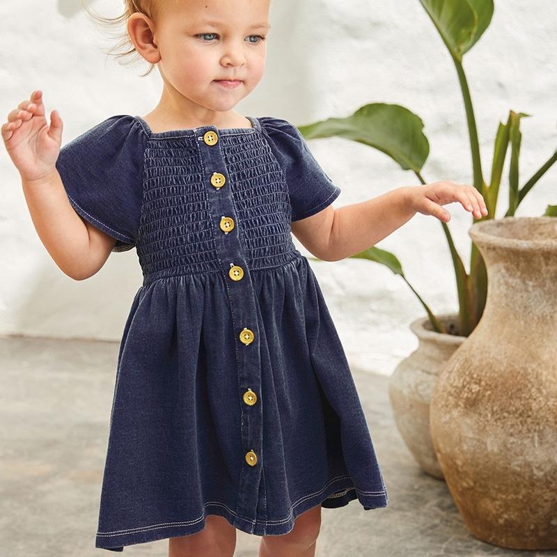 Erica Buttoned Denim Dress - MomyMall