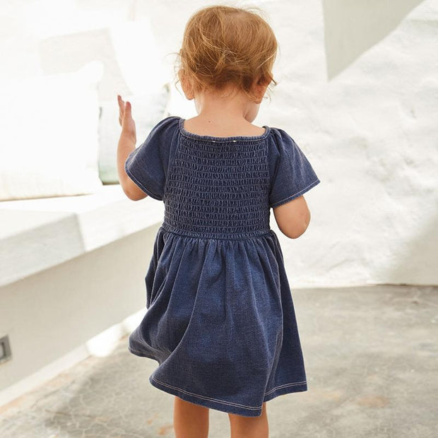 Erica Buttoned Denim Dress - MomyMall