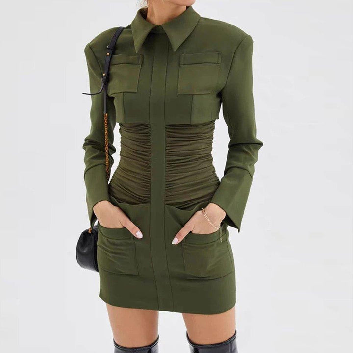 Ruched Military Dress - MomyMall