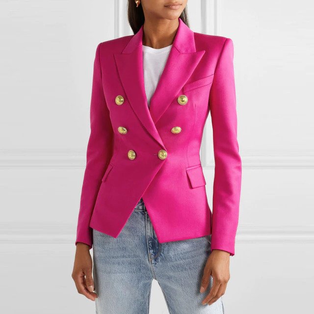 Pink Gold Button Blazer - MomyMall