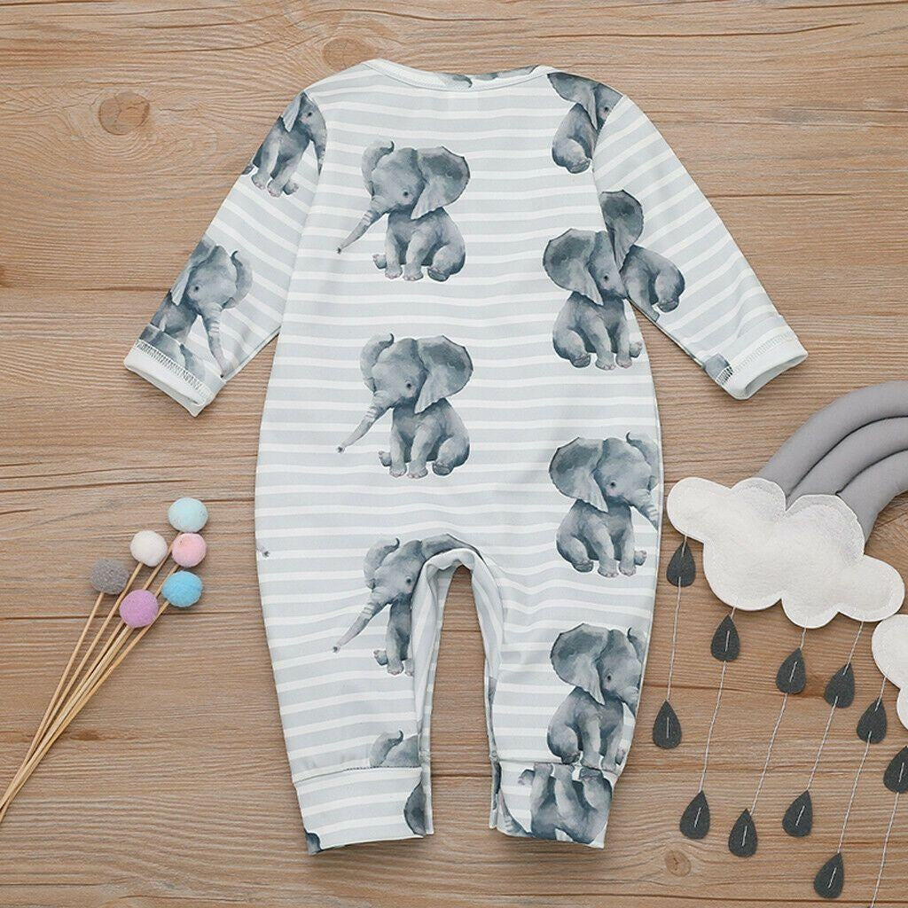 Cartoon Elephant Printed Baby Jumpsuit - MomyMall