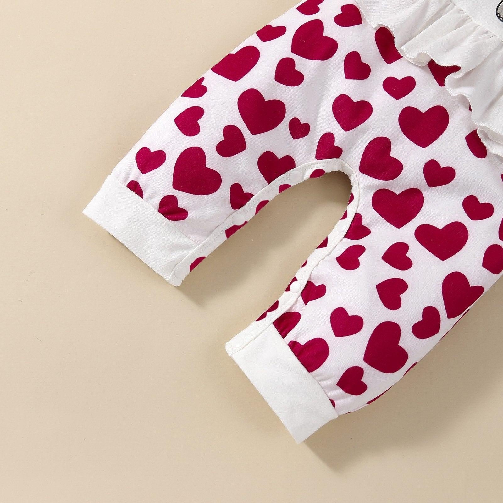 2PCS Cute Cartoon Elephant Heart Printed Baby Jumpsuit