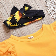 3PCS Sunflower Printed Long-sleeve Baby Set