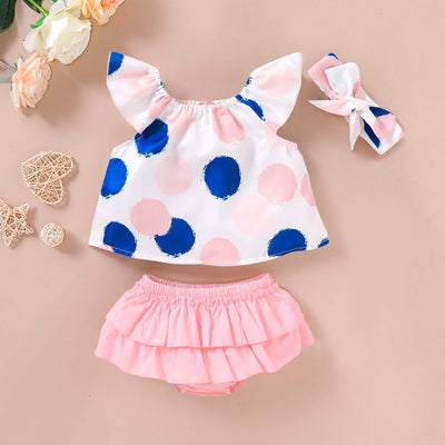 3PCS Lovely Polka Dot Printed Baby Set - MomyMall Pink / 0-3 Months