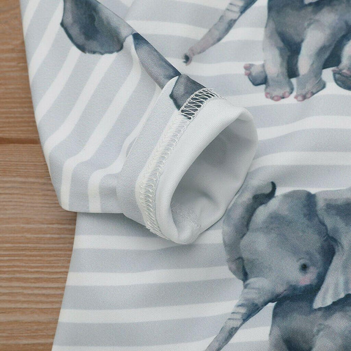 Cartoon Elephant Printed Baby Jumpsuit - MomyMall