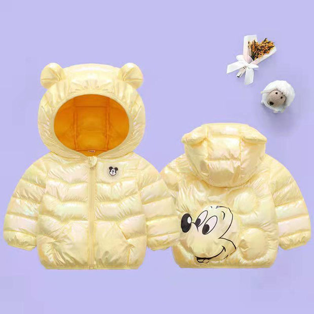 Baby Coat Boys Winter Jackets Fashion Bright Hooded Snowsuit 1-5Y - MomyMall Yellow / 9-12 months