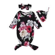 NewBorn Floral Print Pajamas with Headband - MomyMall