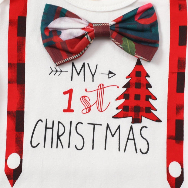 3PCS My 1st Merry Christmas Printed Baby Set