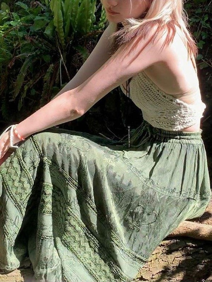 Fairy Vintage Printed Midi Skirt - MomyMall