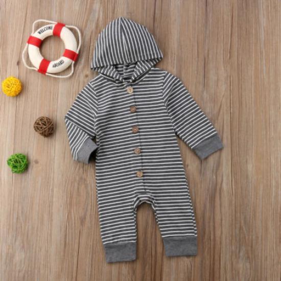 Lovely Striped Printed Long Sleeve Baby Boy Girl Jumpsuit