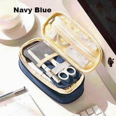 Block Color Stationery Case - MomyMall Navy Blue