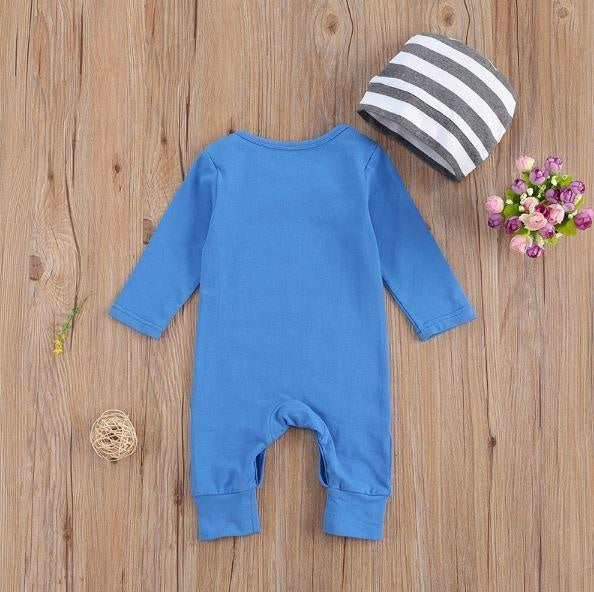 Little Brother Romper with Striped Hat (3 Colors) - MomyMall