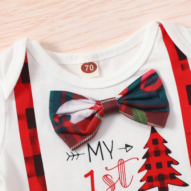 3PCS My 1st Merry Christmas Printed Baby Set