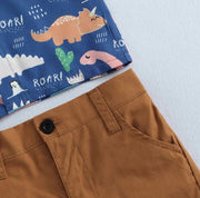 Dinosaur Collared Shirt & Shorts - MomyMall