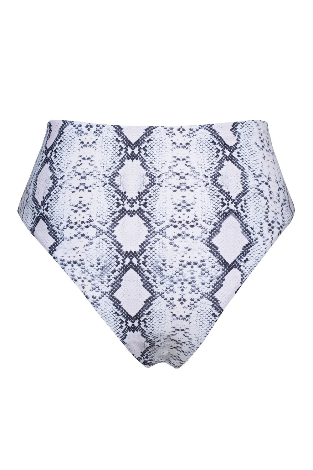 White Snakeskin High Waisted Bikini Bottoms - MomyMall