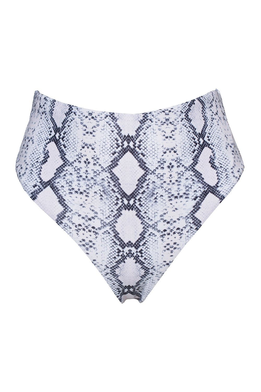 White Snakeskin High Waisted Bikini Bottoms - MomyMall