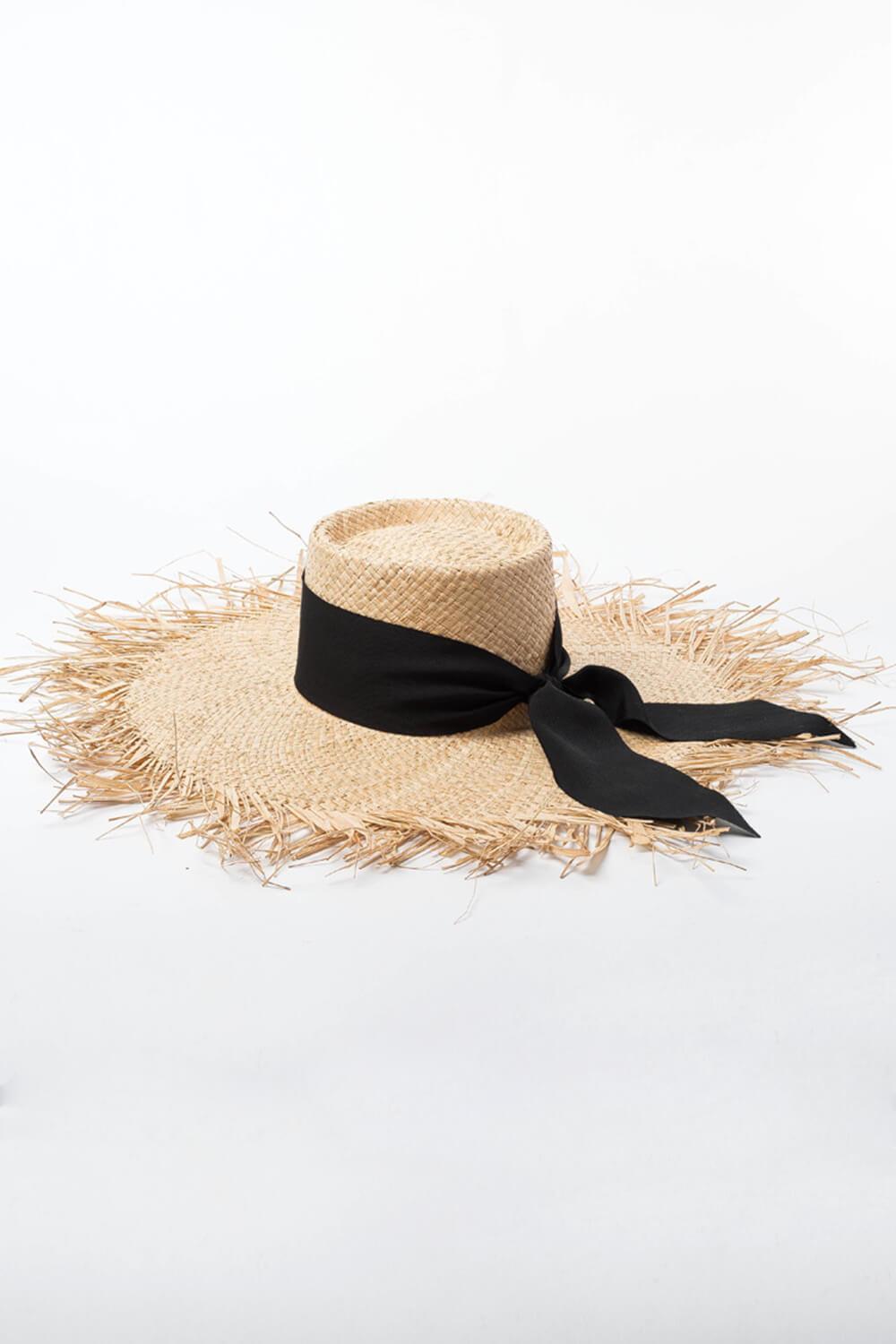 Raffia Straw Open Weave Flat Boater With Bow Ribbon Trim - MomyMall