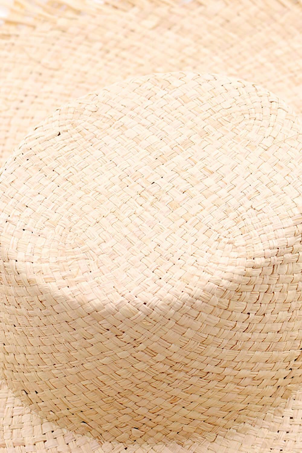 Raffia Straw Open Weave Flat Boater