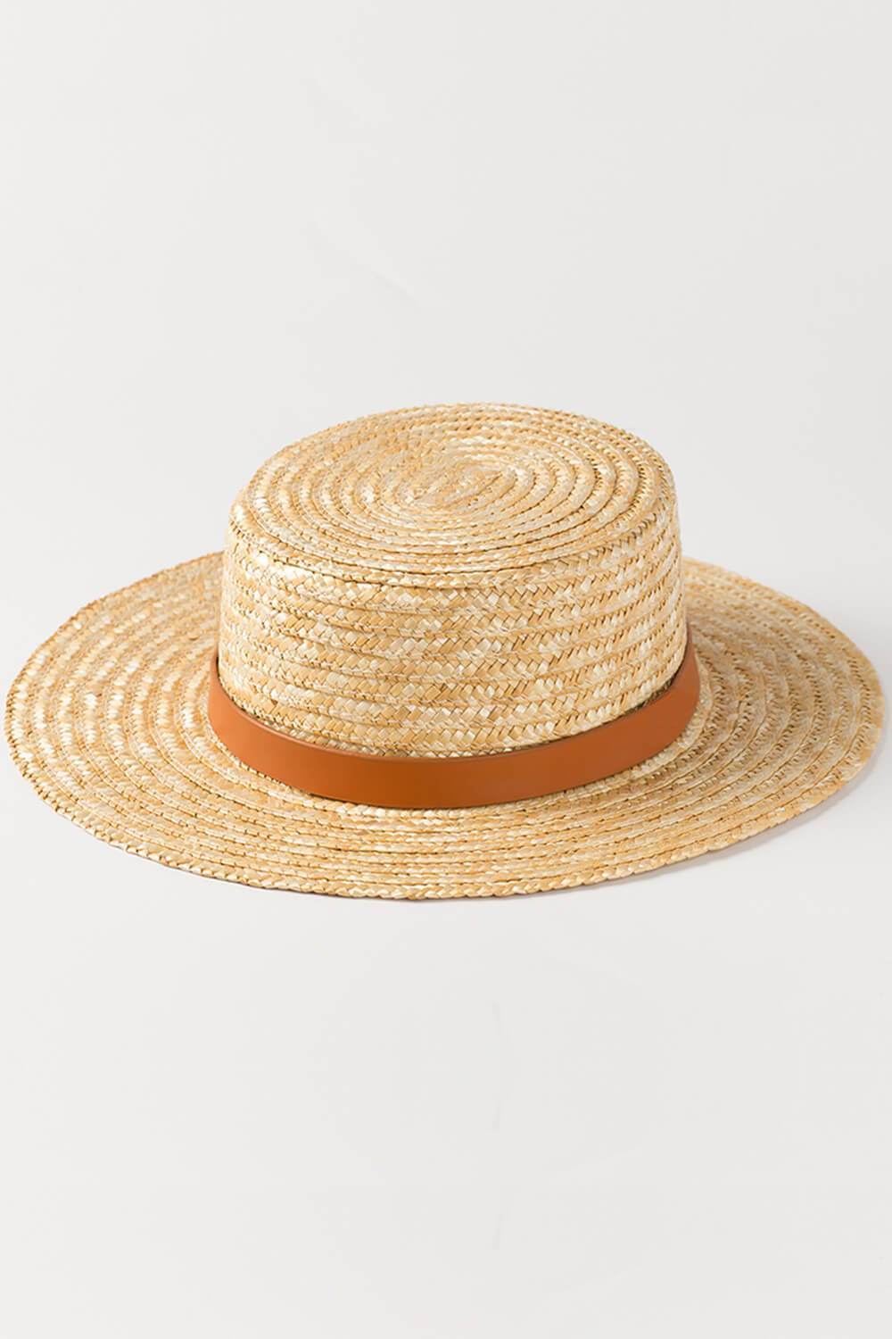 Wheat Straw Leather Band Trim Boaster - MomyMall