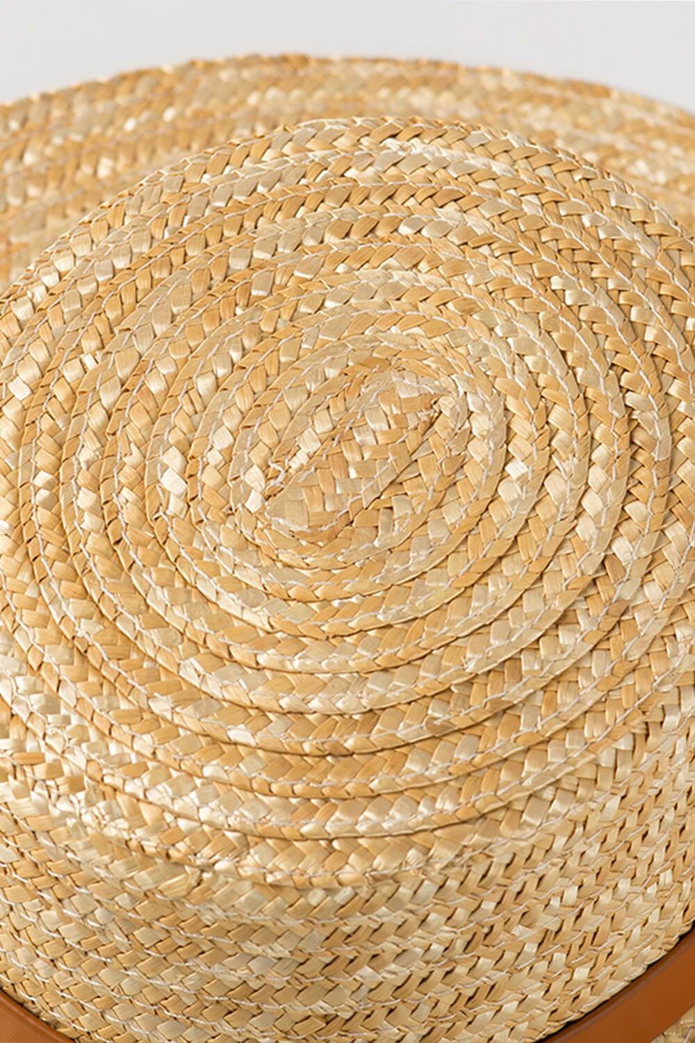 Wheat Straw Leather Band Trim Boaster - MomyMall