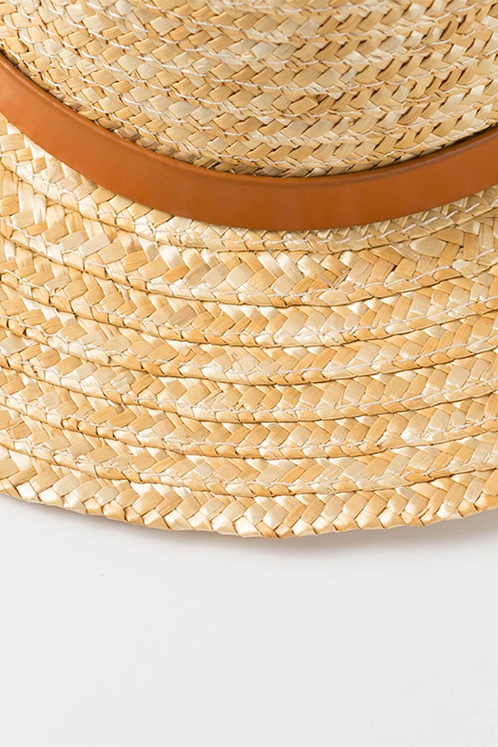 Wheat Straw Leather Band Trim Boaster - MomyMall