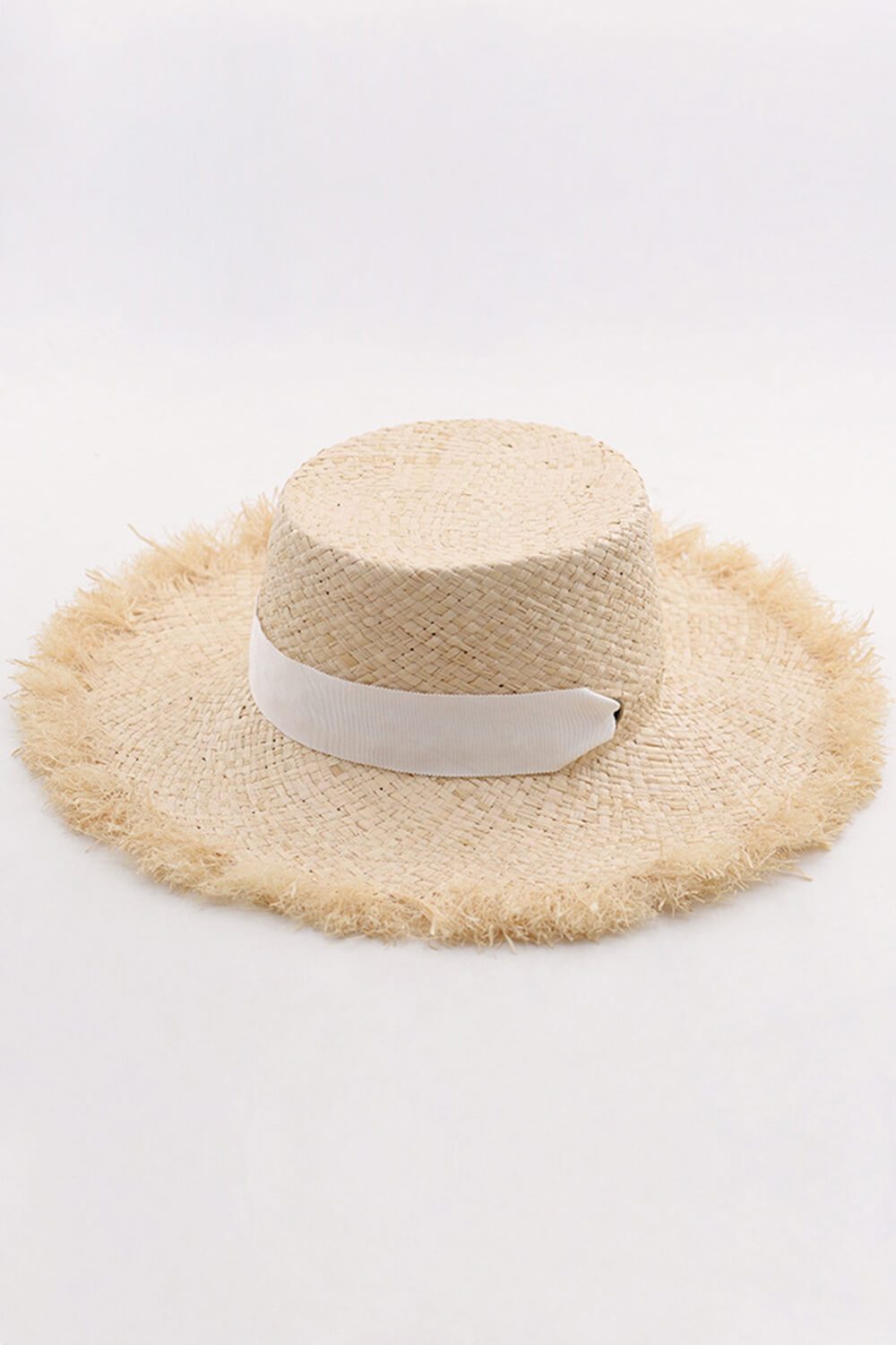 Raffia Straw Boater With White Chin Tie - MomyMall