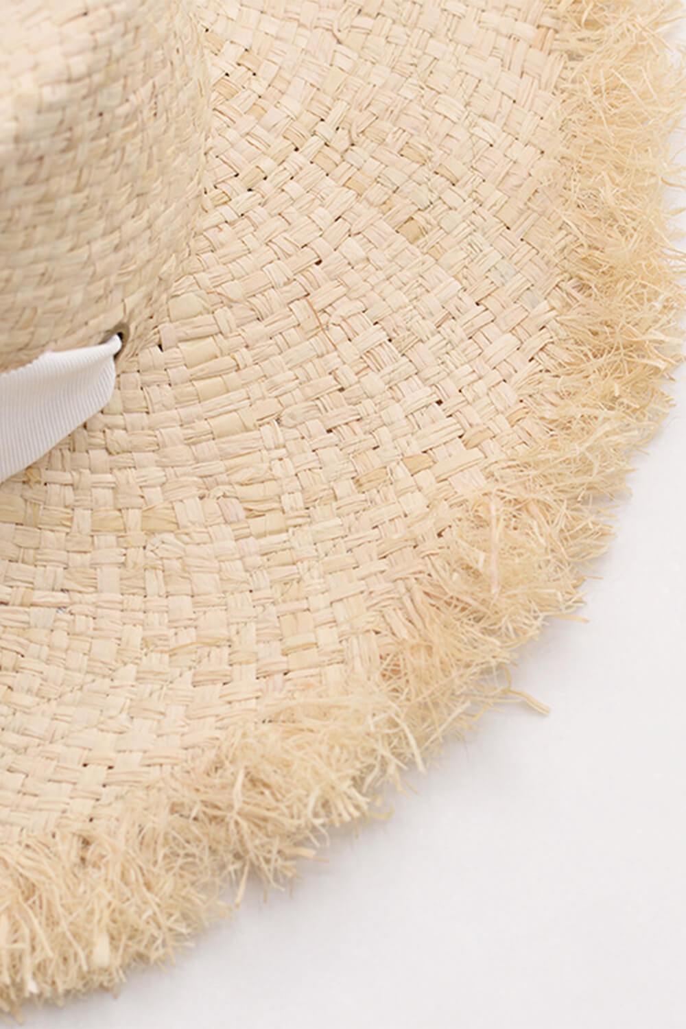 Raffia Straw Boater With White Chin Tie - MomyMall