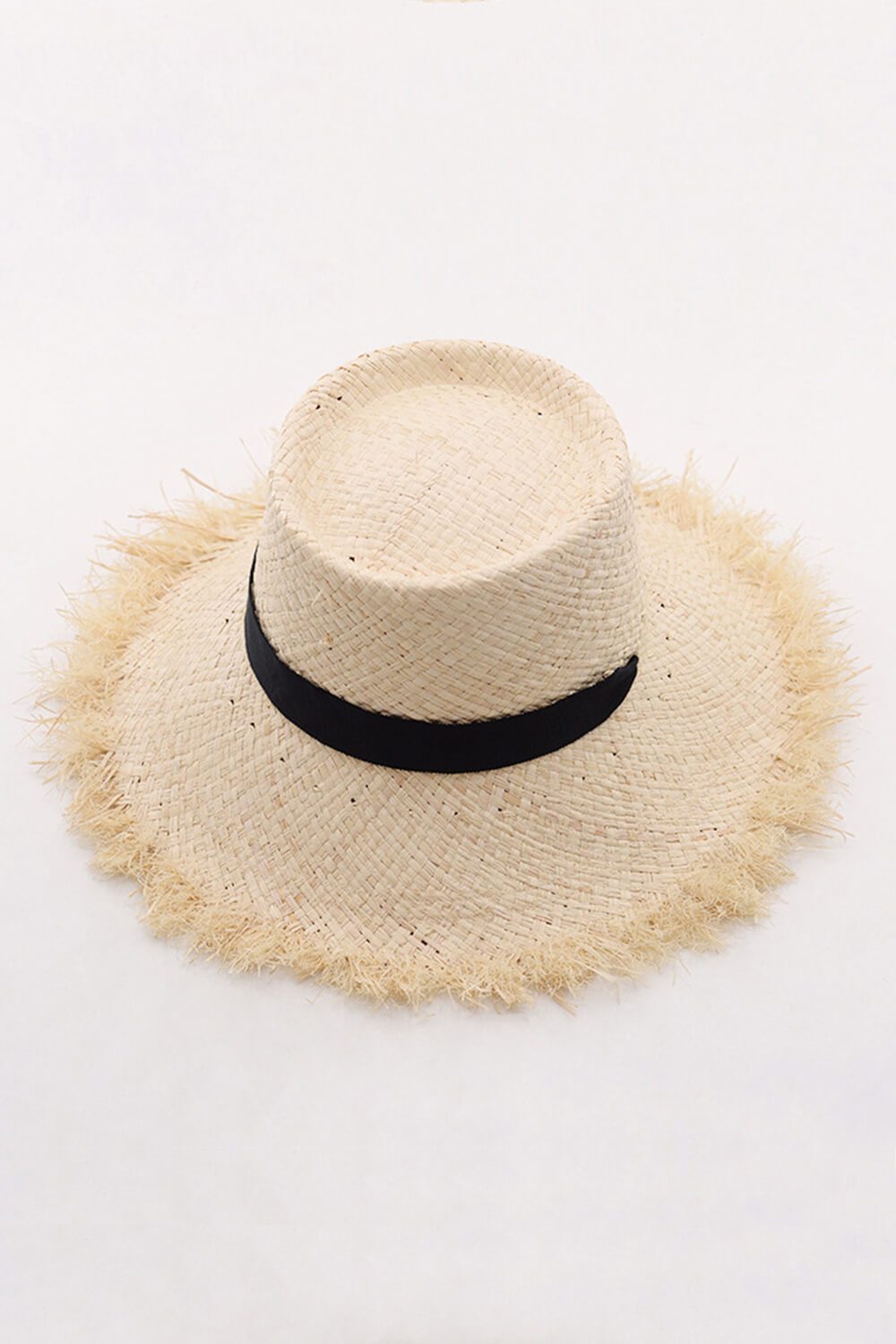 Raffia Straw Boater With Black Chin Tie - MomyMall