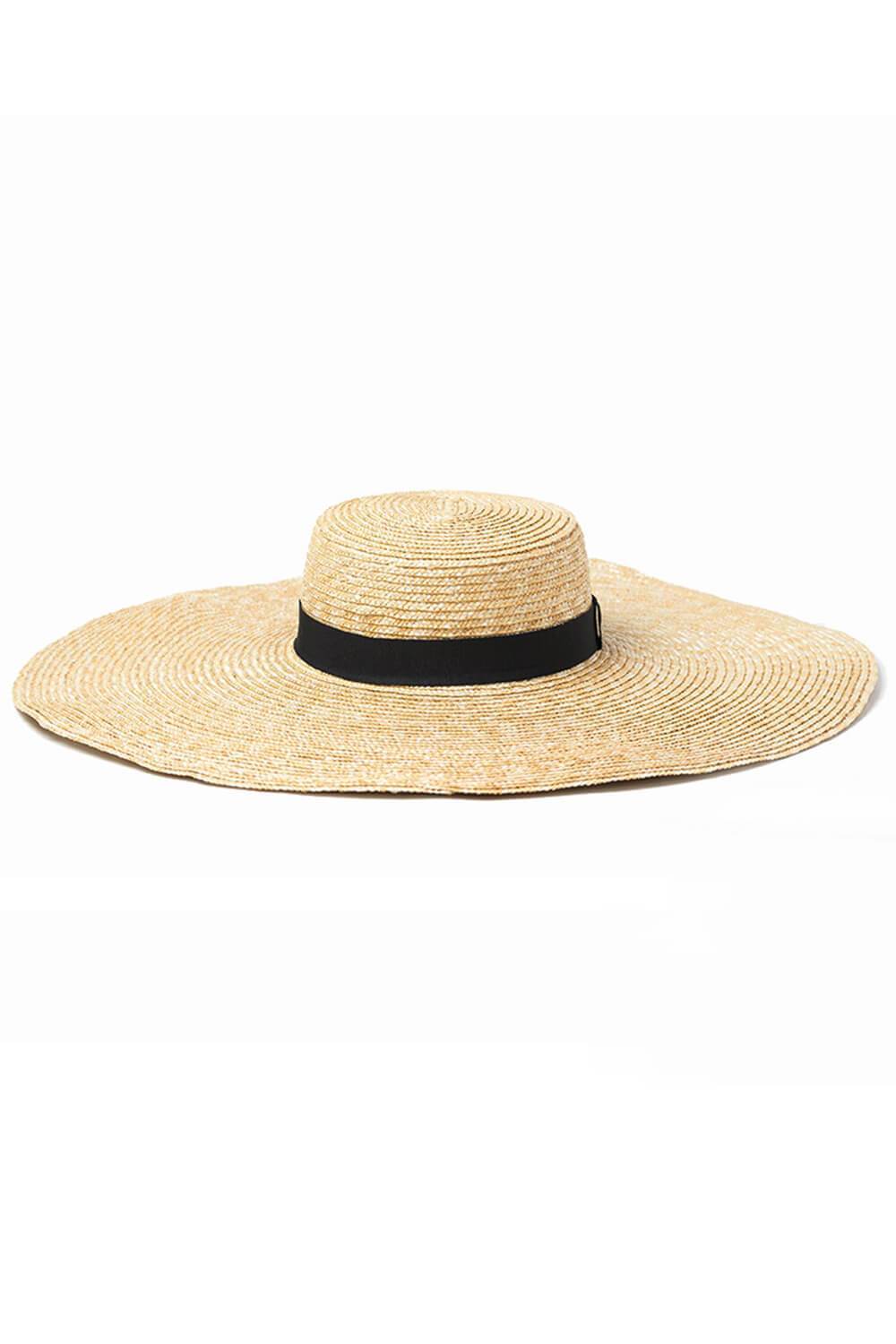 Black Ribbon Trimmed Wheat Straw Boater - MomyMall