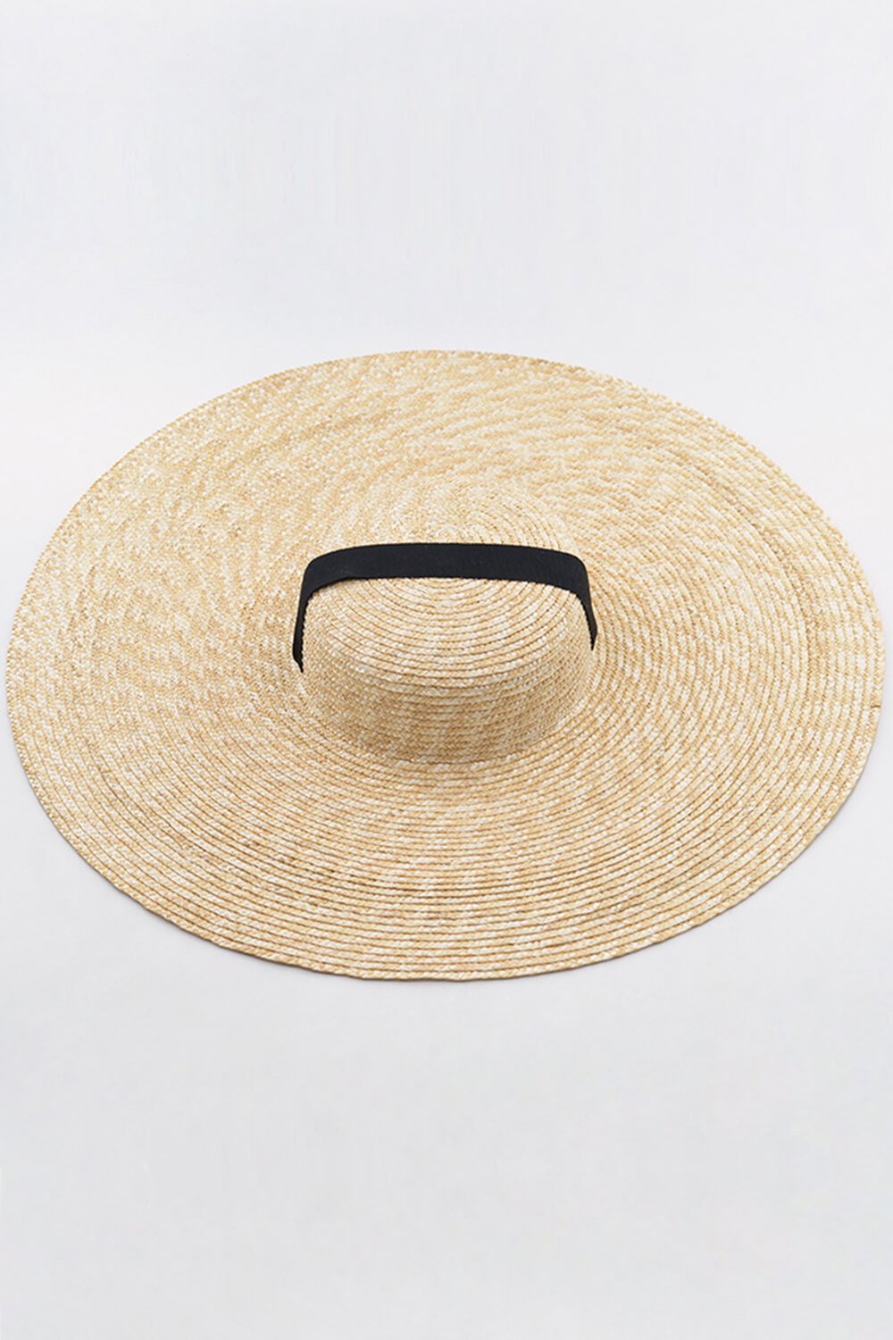 Wheat Straw Extra-Wide Brim Boater With Black Chin Tie