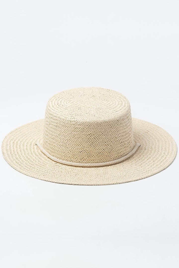 Paper Straw Boater With Beige Cotton Rope - MomyMall