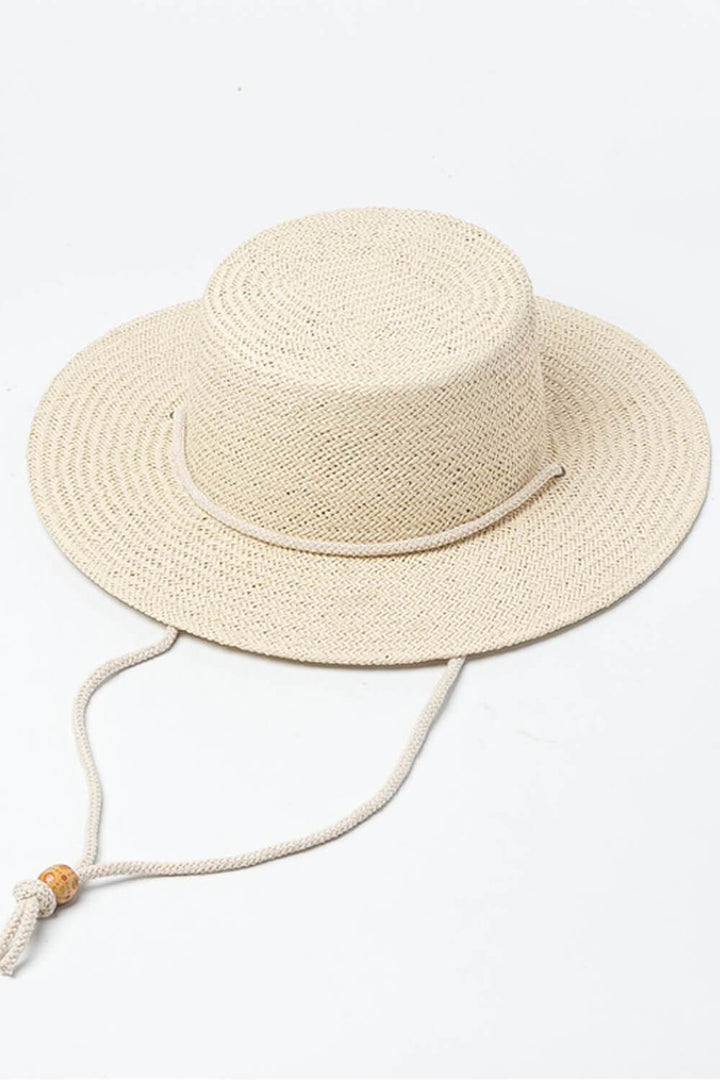 Paper Straw Boater With Beige Cotton Rope - MomyMall