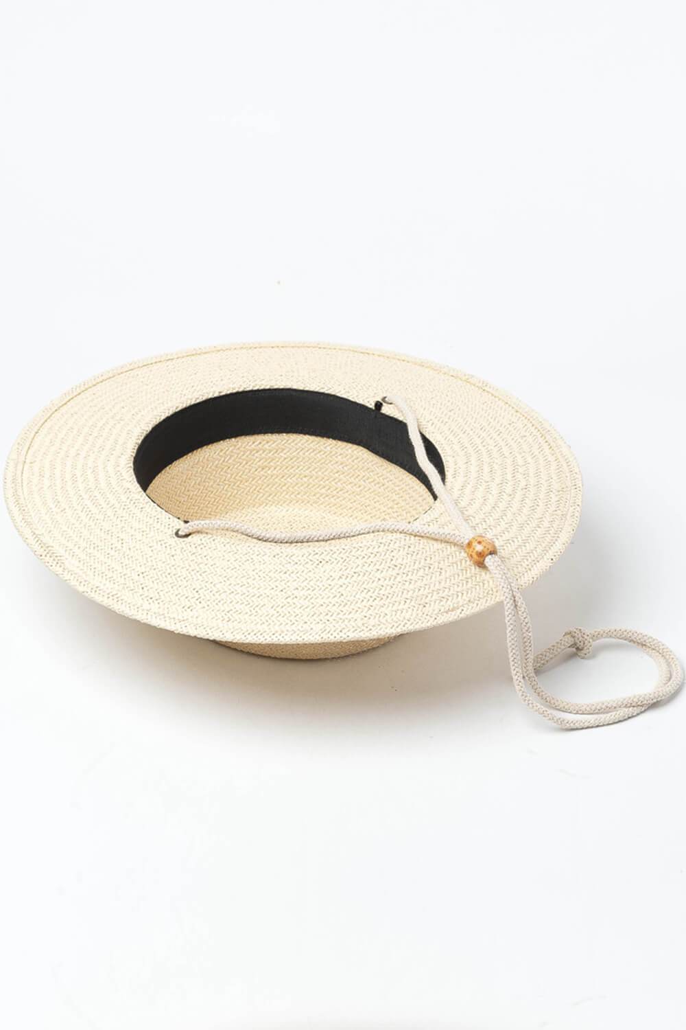 Paper Straw Boater With Beige Cotton Rope - MomyMall