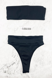 Black Ribbed High-Waisted Bikini Bottom