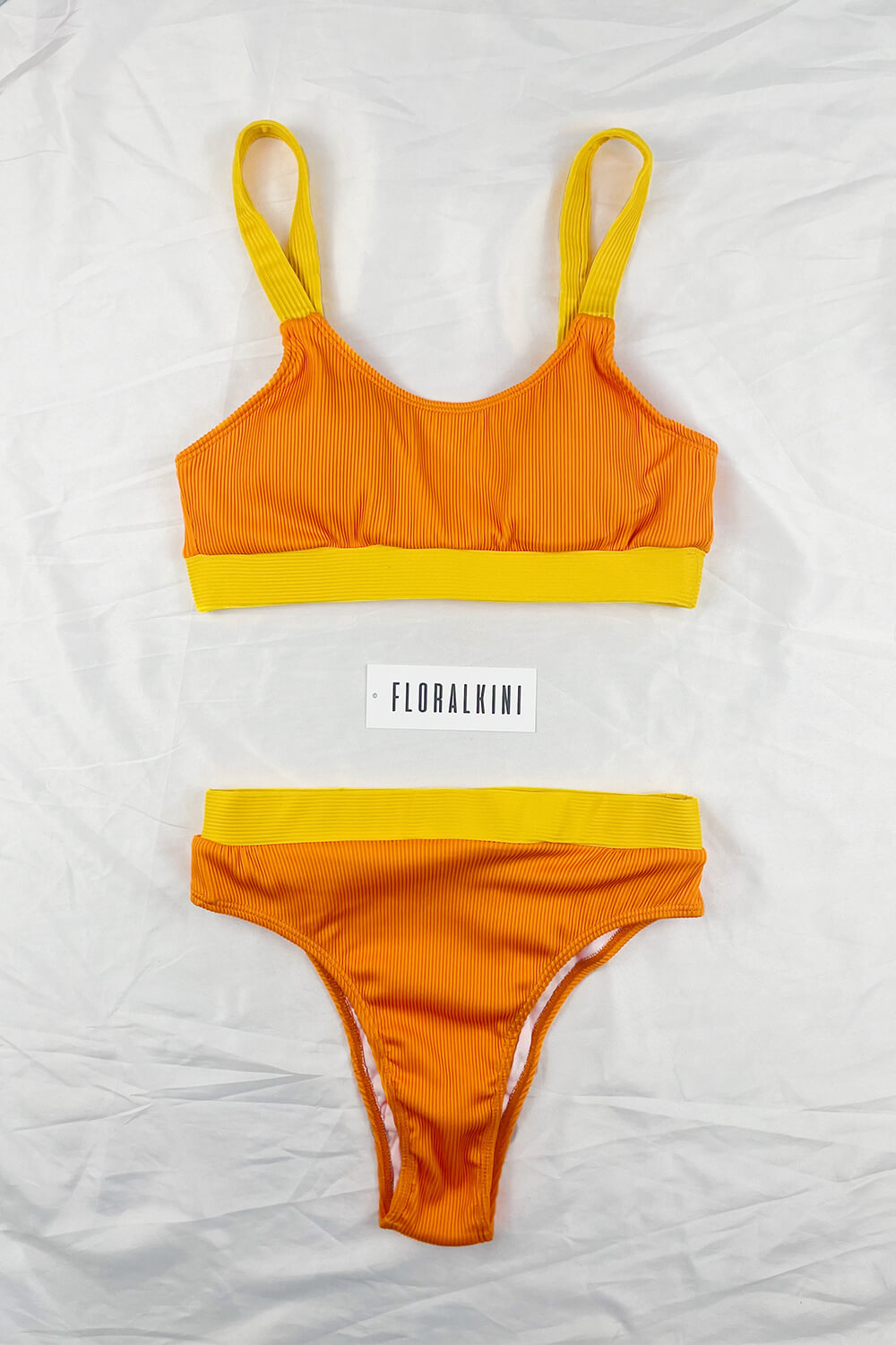 Haut de bikini Sproty côtelé jaune orange