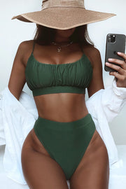 Green High Waisted Bikini Bottoms - MomyMall