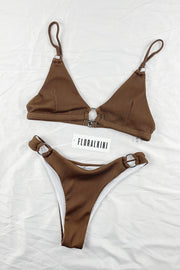 Chocolate Ribbed Ring Side Bikini Bottoms - MomyMall