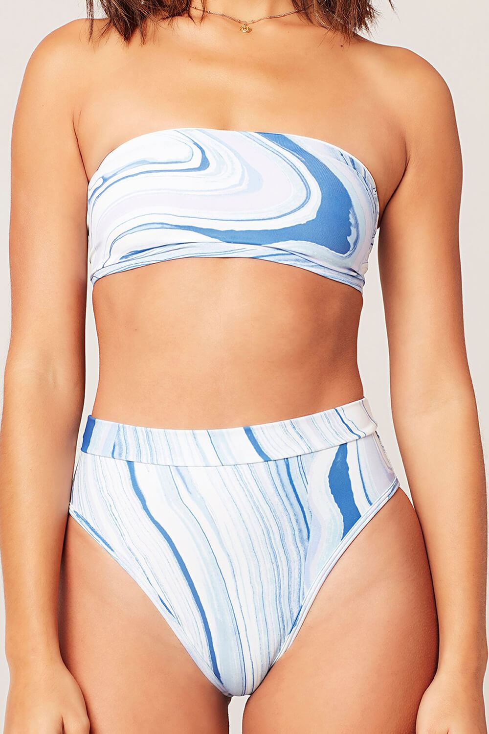 Haut de bikini bandeau imprimé marbré