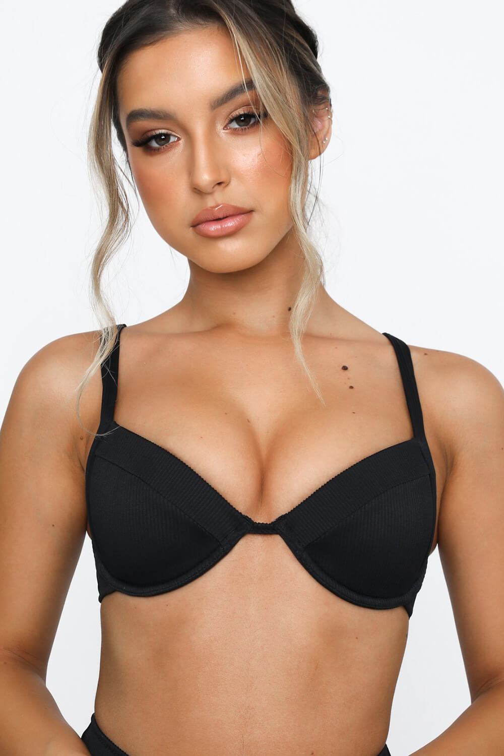 Black Rib Underwire Bikini Top