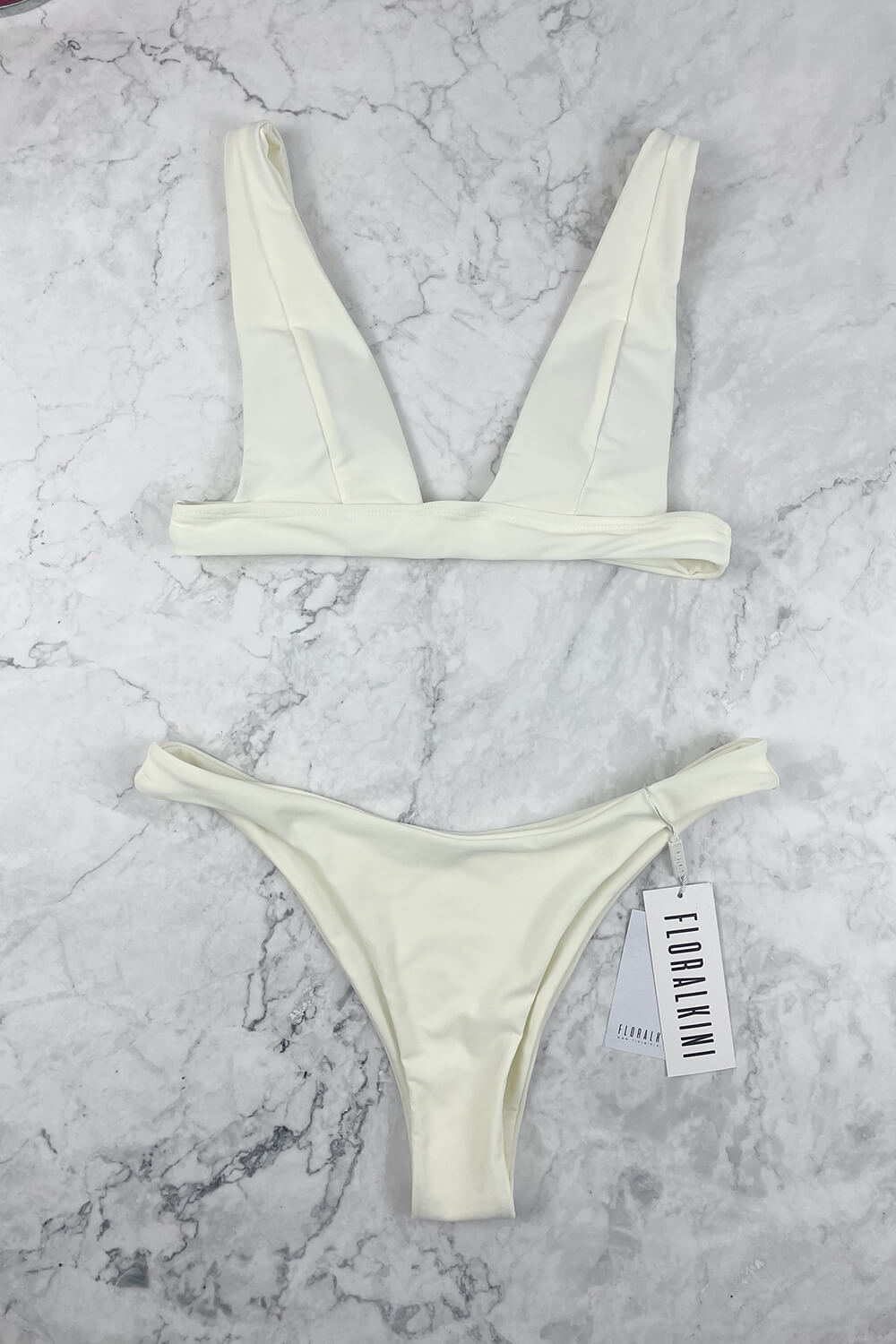 Bas de bikini taille haute crème