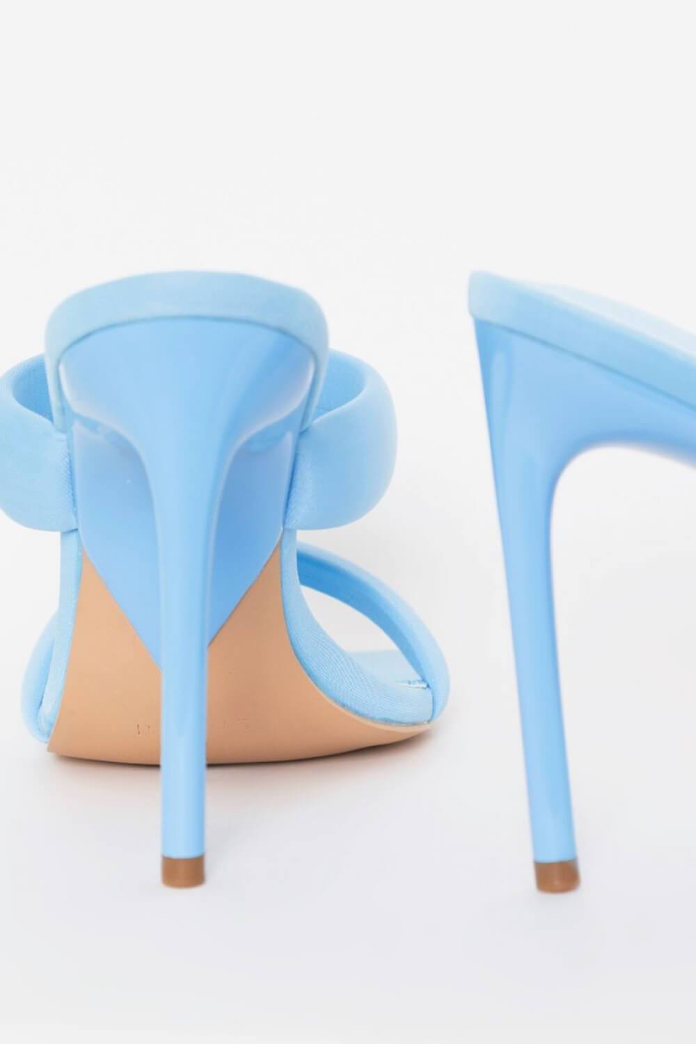 Skye Blue Lycra Padded Strap Stiletto Mules - MomyMall