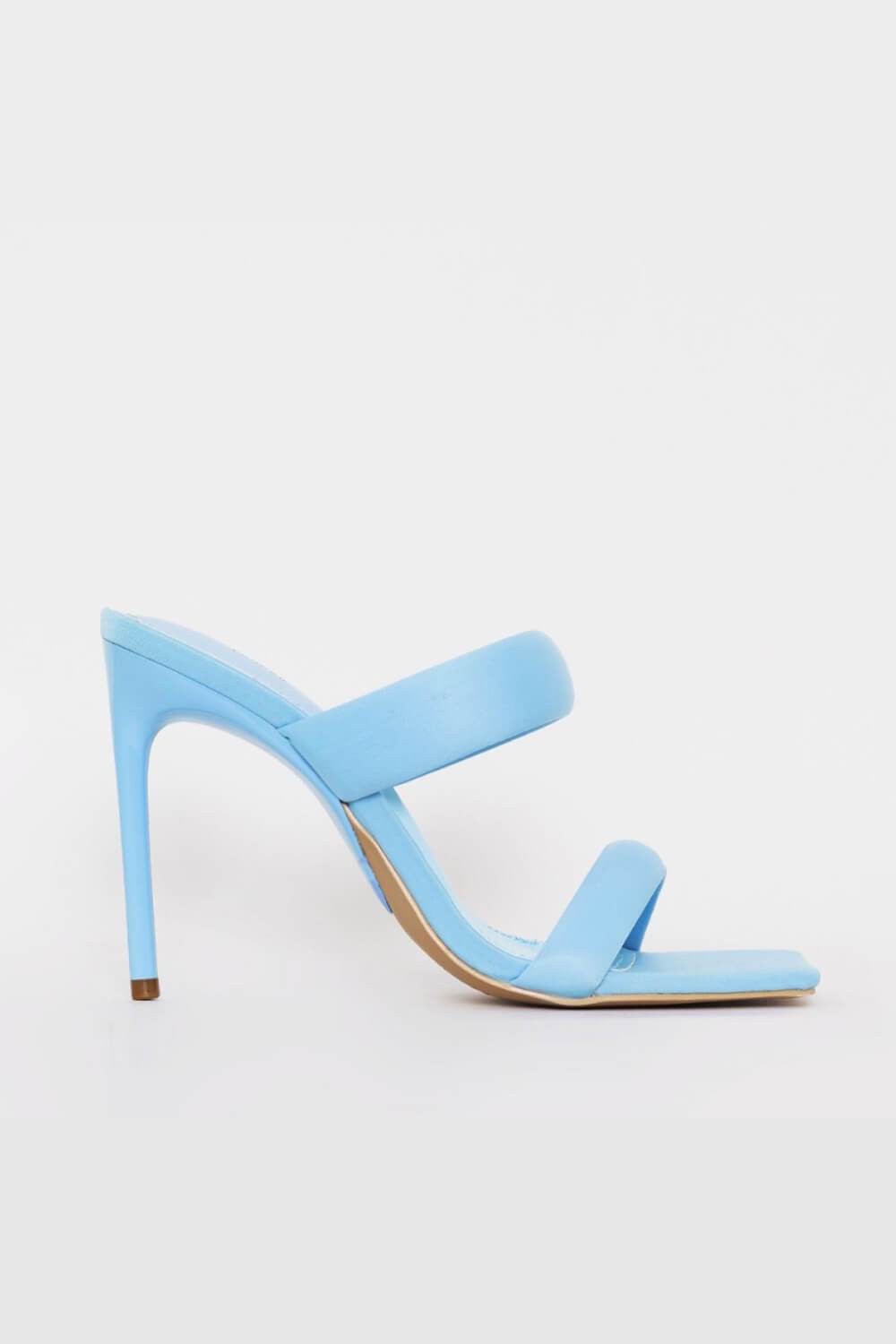 Skye Blue Lycra Padded Strap Stiletto Mules - MomyMall