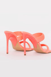 Pink Lycra Padded Strap Stiletto Mules